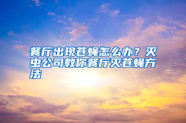 餐廳出現蒼蠅怎么辦？滅蟲公司教你餐廳滅蒼蠅方法