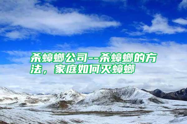 殺蟑螂公司--殺蟑螂的方法，家庭如何滅蟑螂