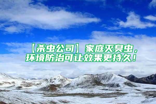 【殺蟲公司】家庭滅臭蟲，環境防治可讓效果更持久！