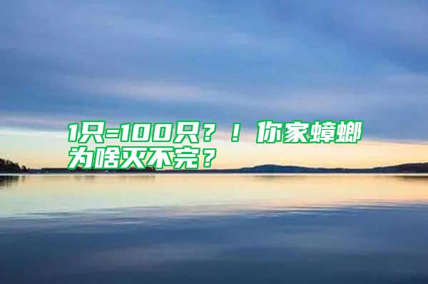 1只=100只？！你家蟑螂為啥滅不完？