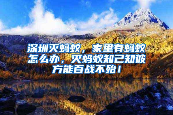 深圳滅螞蟻，家里有螞蟻怎么辦，滅螞蟻知己知彼方能百戰(zhàn)不殆！